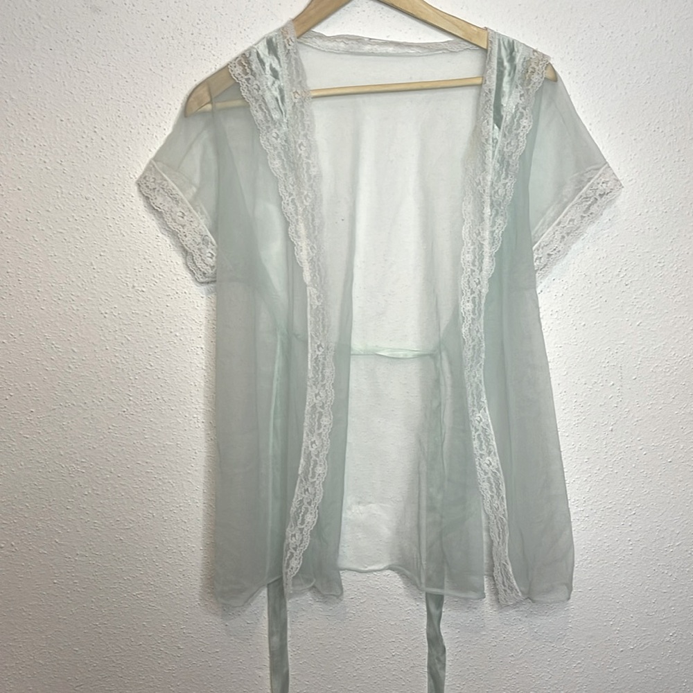 Lace Slip Caridgan in Mint Green